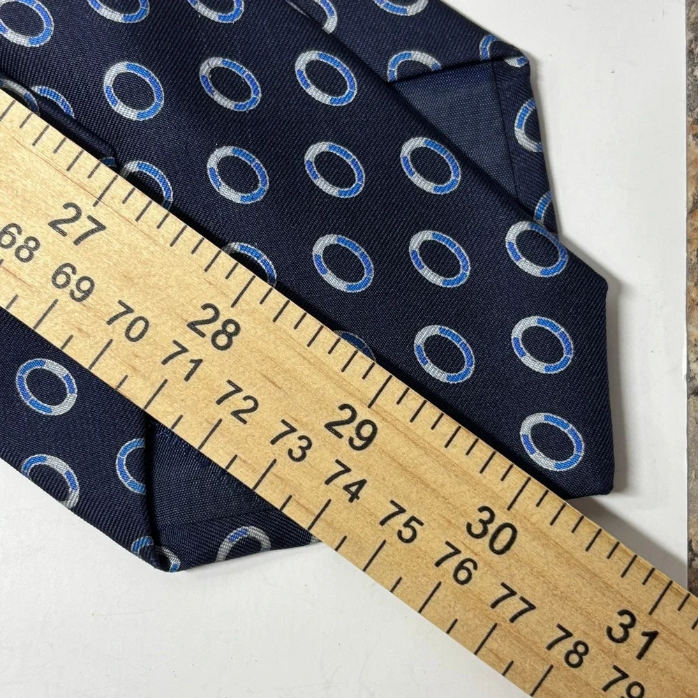 Stefano Ricci Saks Fifth Avenue Necktie Mens Navy Blue Silk Geometric Made Italy